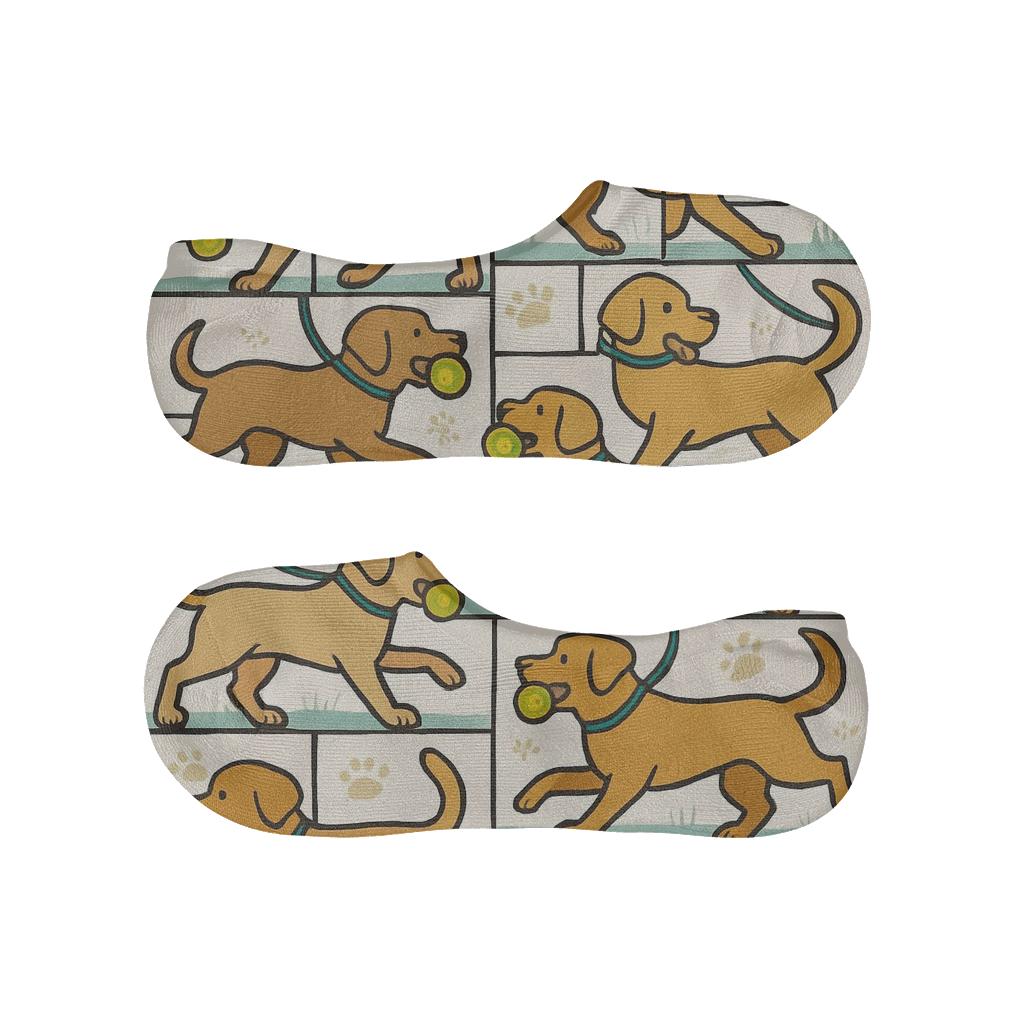 Park Scene Tiles With Labrador Retriever Fetching custom no-show socks