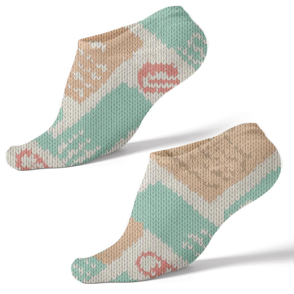 Knitted-Pattern Illusion Elderly Care Worker Chevron premium sports ankle socks