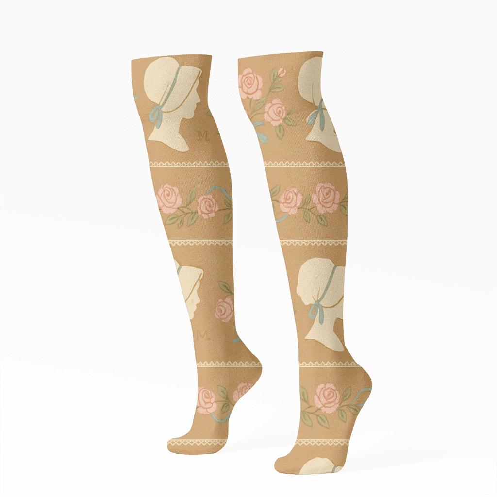 Mary-Bonnet Rose Garland Bands soft everyday knee-high socks