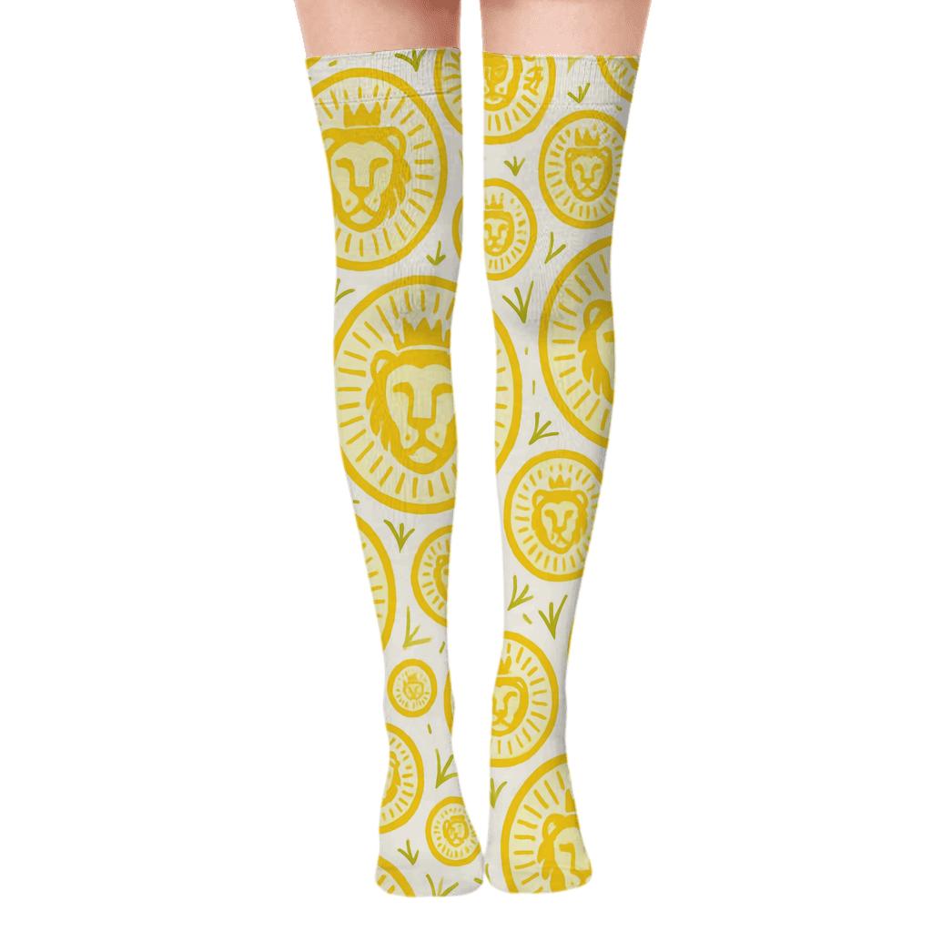 Savanna Crown Medallions With Lion Centerpiece custom over-the-knee socks