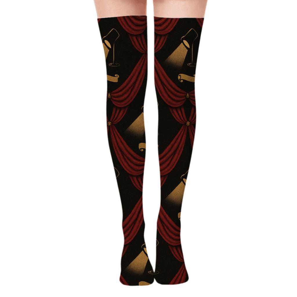 Curtain Lattice Actor-Crafted Repeat soft everyday over-the-knee socks
