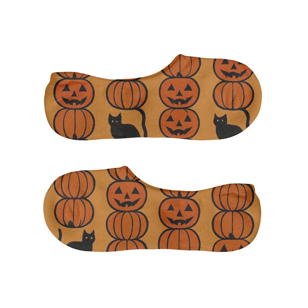 Orange Pumpkin Stack Column Repeat On Orange Background trendy no-show sock styles