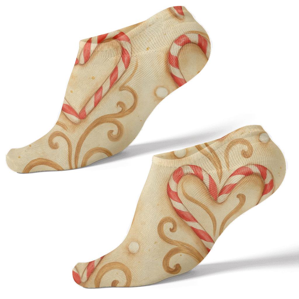 Candy Cane Hearts And Cocoa Steam Candy Canes Pattern custom ankle socks