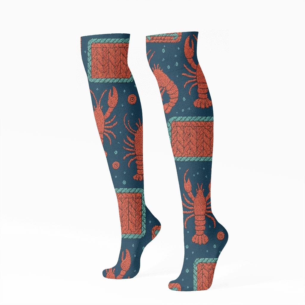 Knitted Illusion Lobster Trap Lattice custom knee-high socks