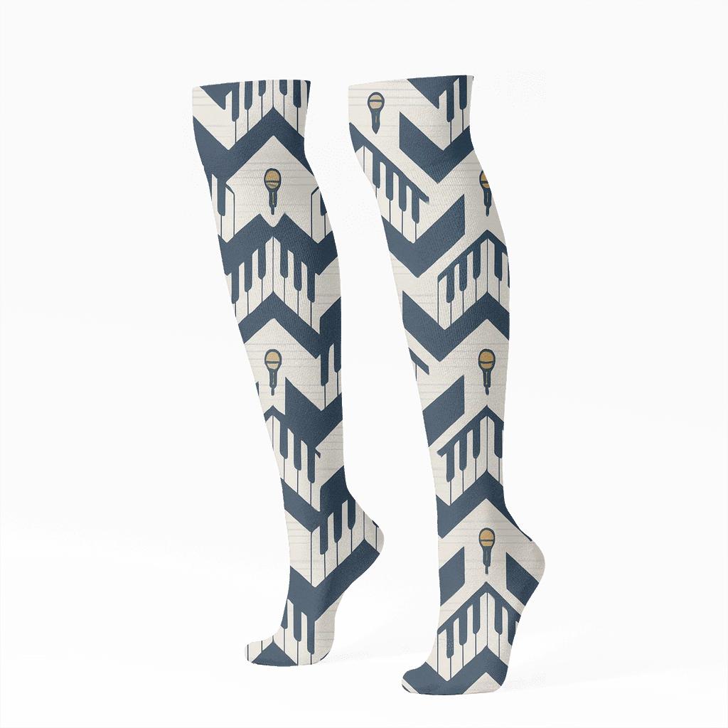 Piano Key Chevron With Musician Charm personalized knee-high socks