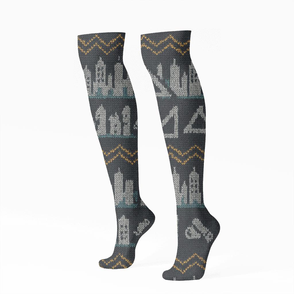 Knitted Skyline Rhythm, Architect Edition soft everyday knee-high socks