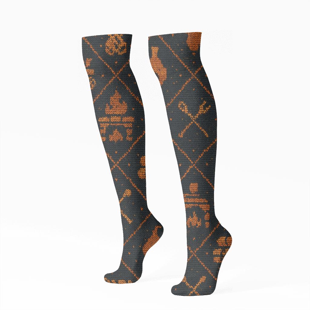Knitted Hearth Icons, Fireplace Edition soft everyday knee-high socks