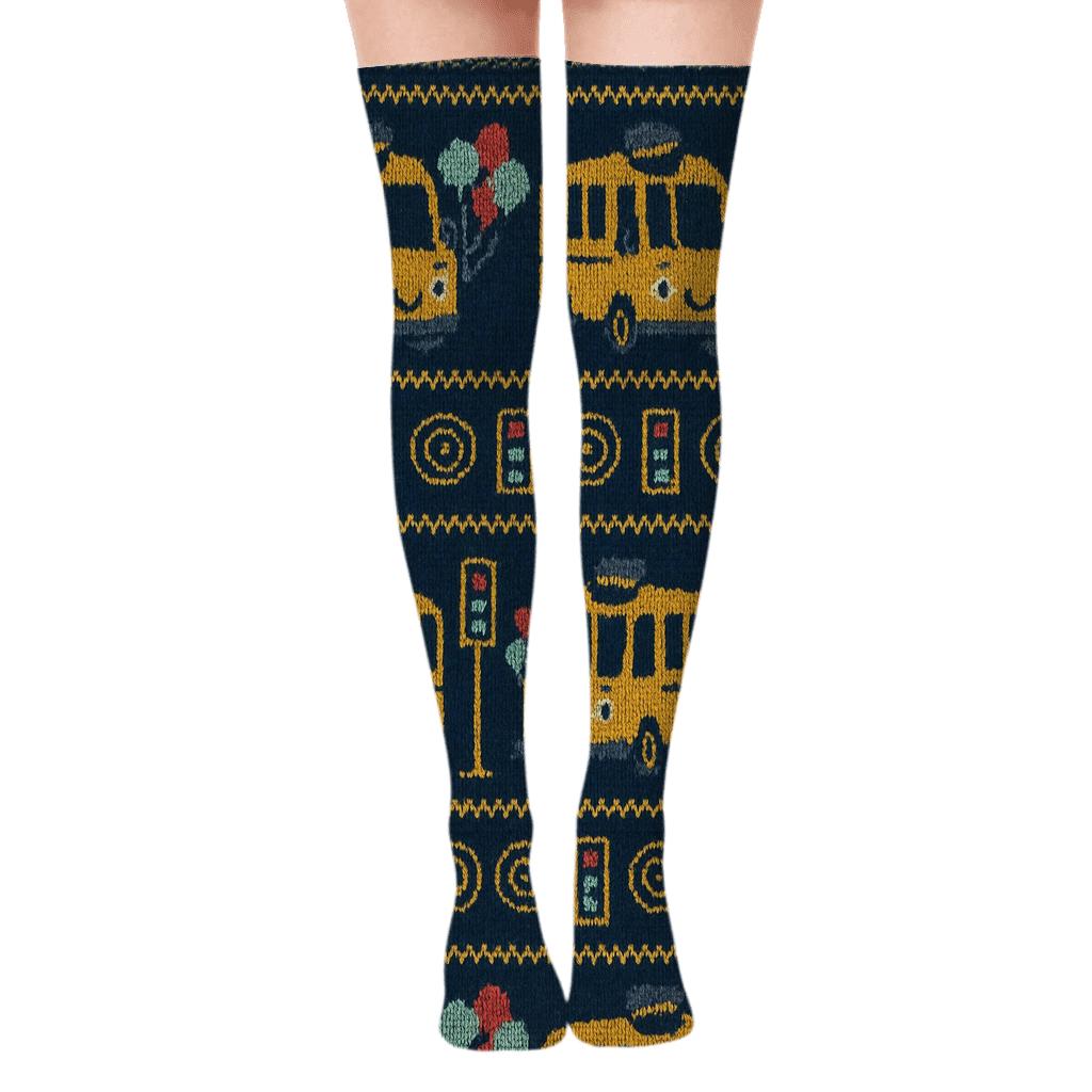 Bus Driver Parade Knit Illusion stylish fashion over-the-knee socks