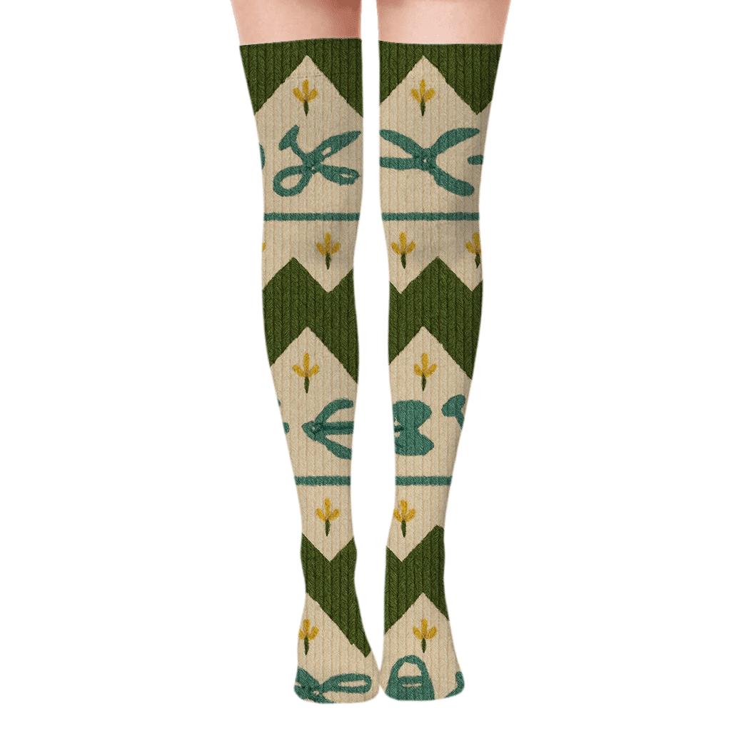 Knitted Illusion Garden Bands For The Landscaper stylish fashion over-the-knee socks
