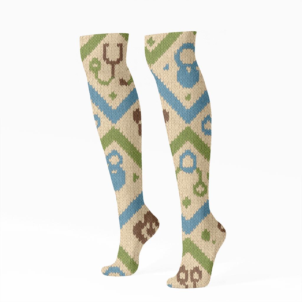 Knitted Paw Chevron Veterinarian Print premium sports knee-high socks