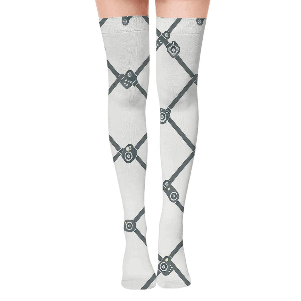 Camera Strap Lattice For Photographer Gifts premium cozy over-the-knee socks