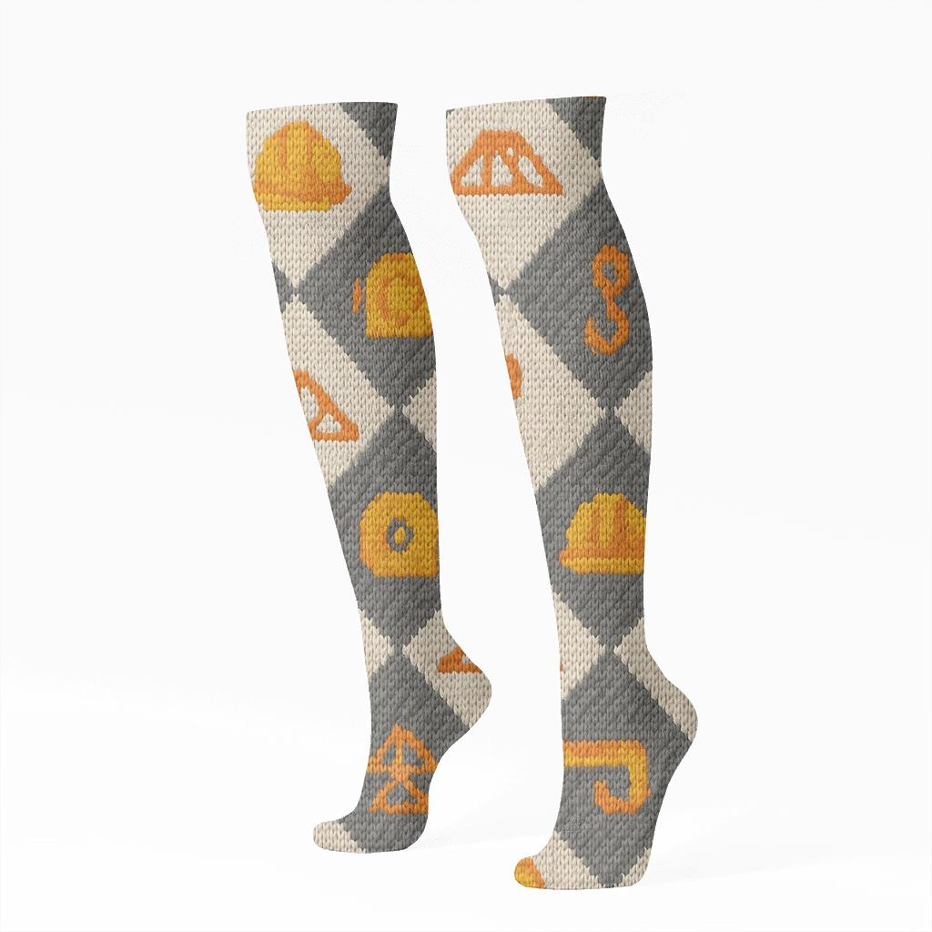 Knitted Illusion Patchwork For Civil Engineer soft everyday knee-high socks