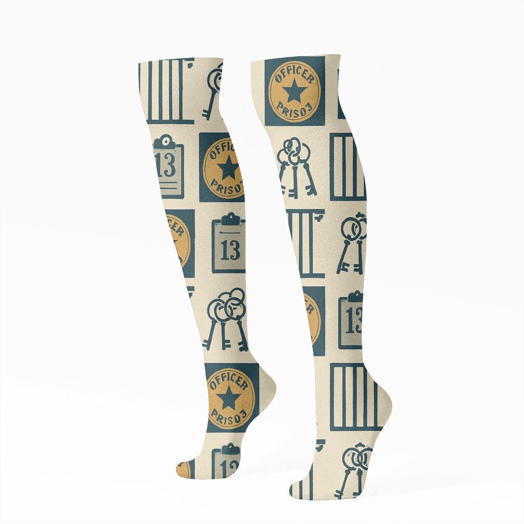 Vintage Cell Block Wallpaper For Prison Officer Study stylish athletic knee-high socks