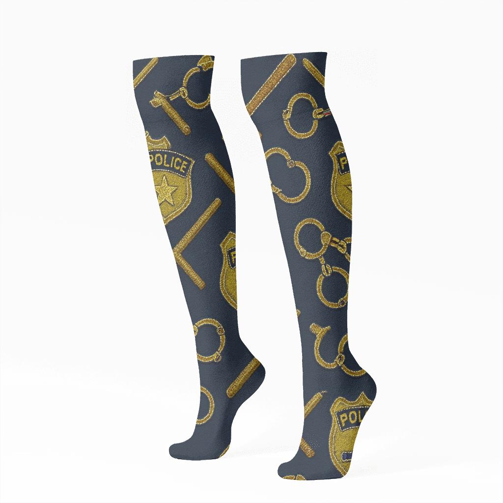 Night Patrol Chevron Bands, Police Officer Edition personalized knee-high socks