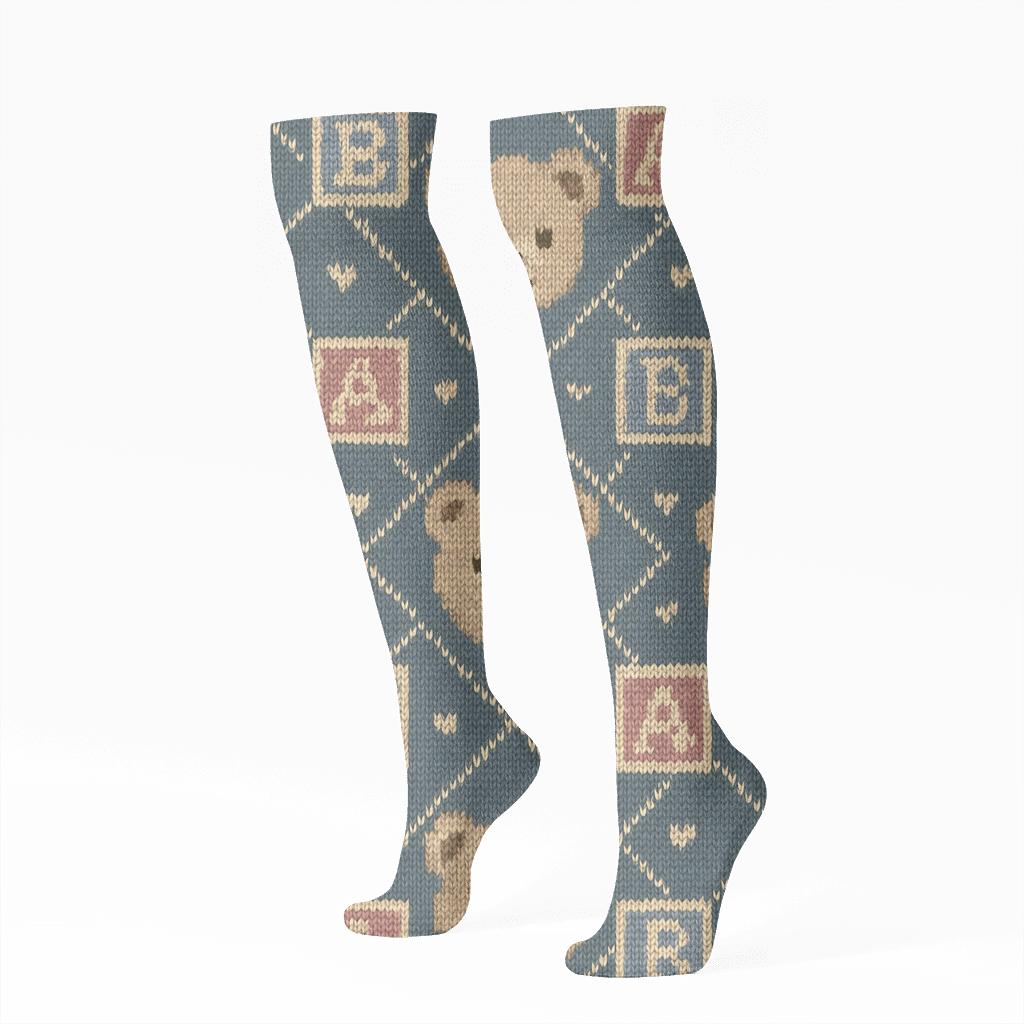 Building Block Lattice, Childcare Worker Edition comfortable cotton knee-high socks