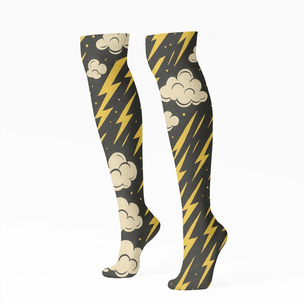 High Voltage Poster Bolt Bands comfortable cotton knee-high socks