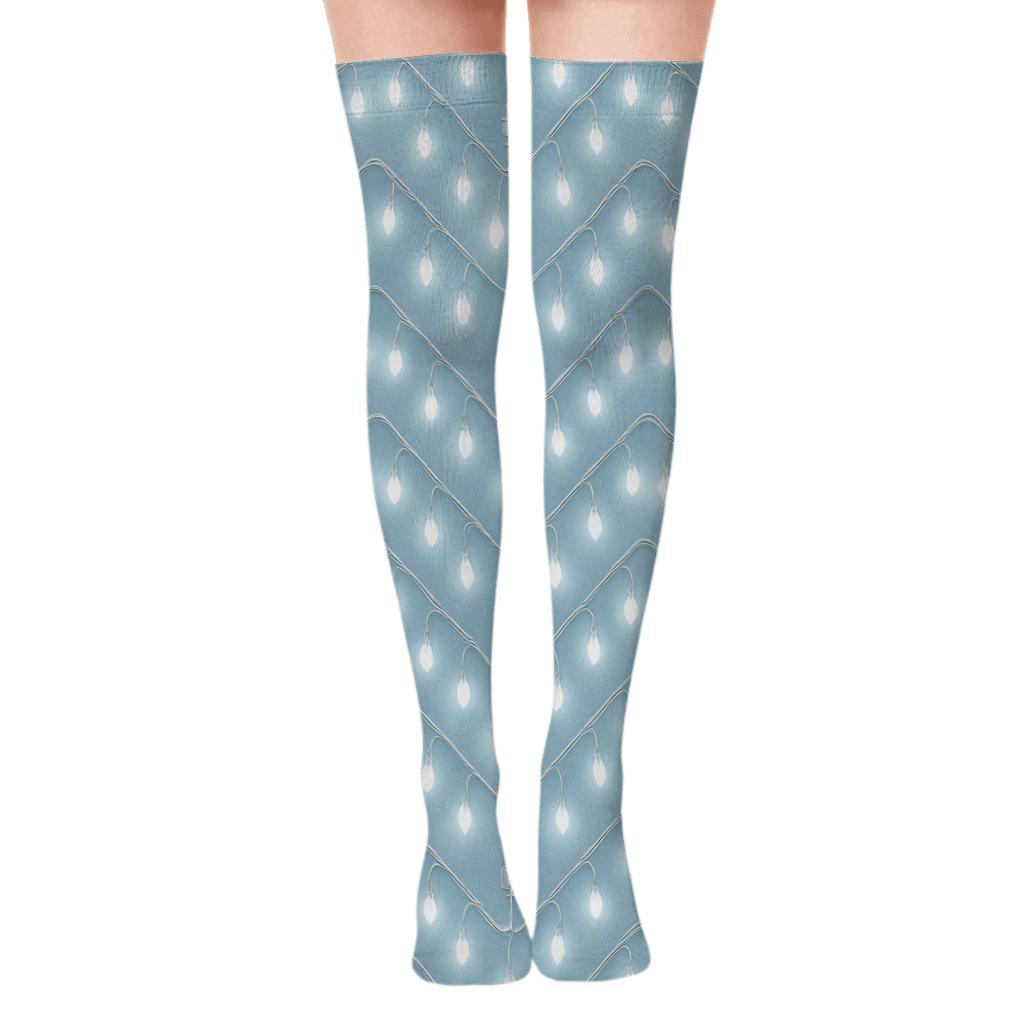 Icicle Light Chevron Lattice On Icy Blue custom over-the-knee socks