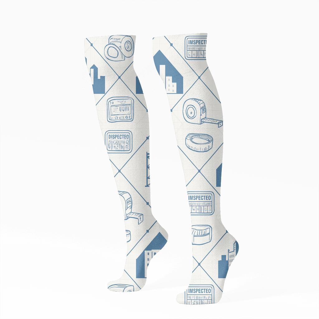Blueprint Lattice For The Building Inspector stylish athletic knee-high socks