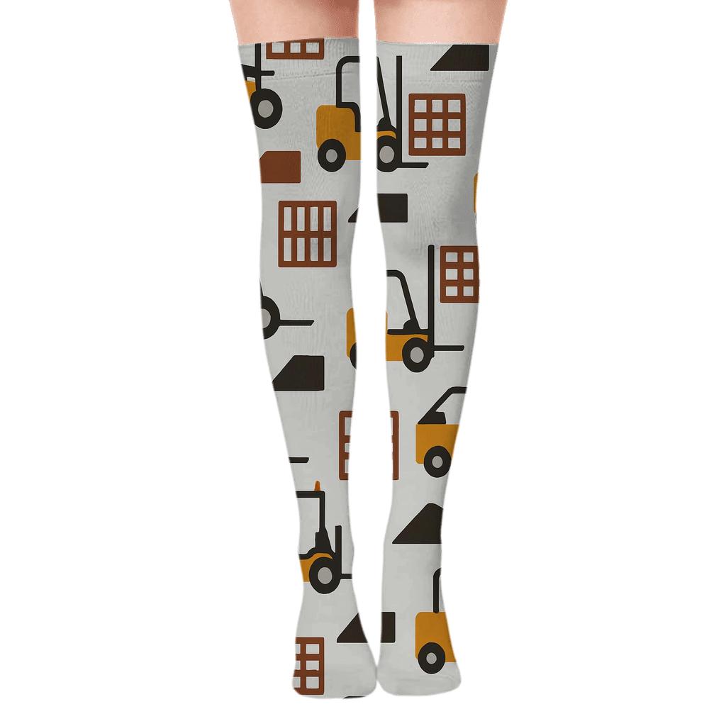 Pallet Grid With Forklift Operator Energy trendy patterned over-the-knee socks