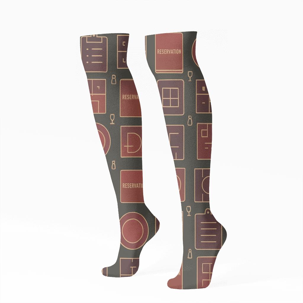 Restaurant Manager Banquet Ledger Tessellation custom knee-high socks