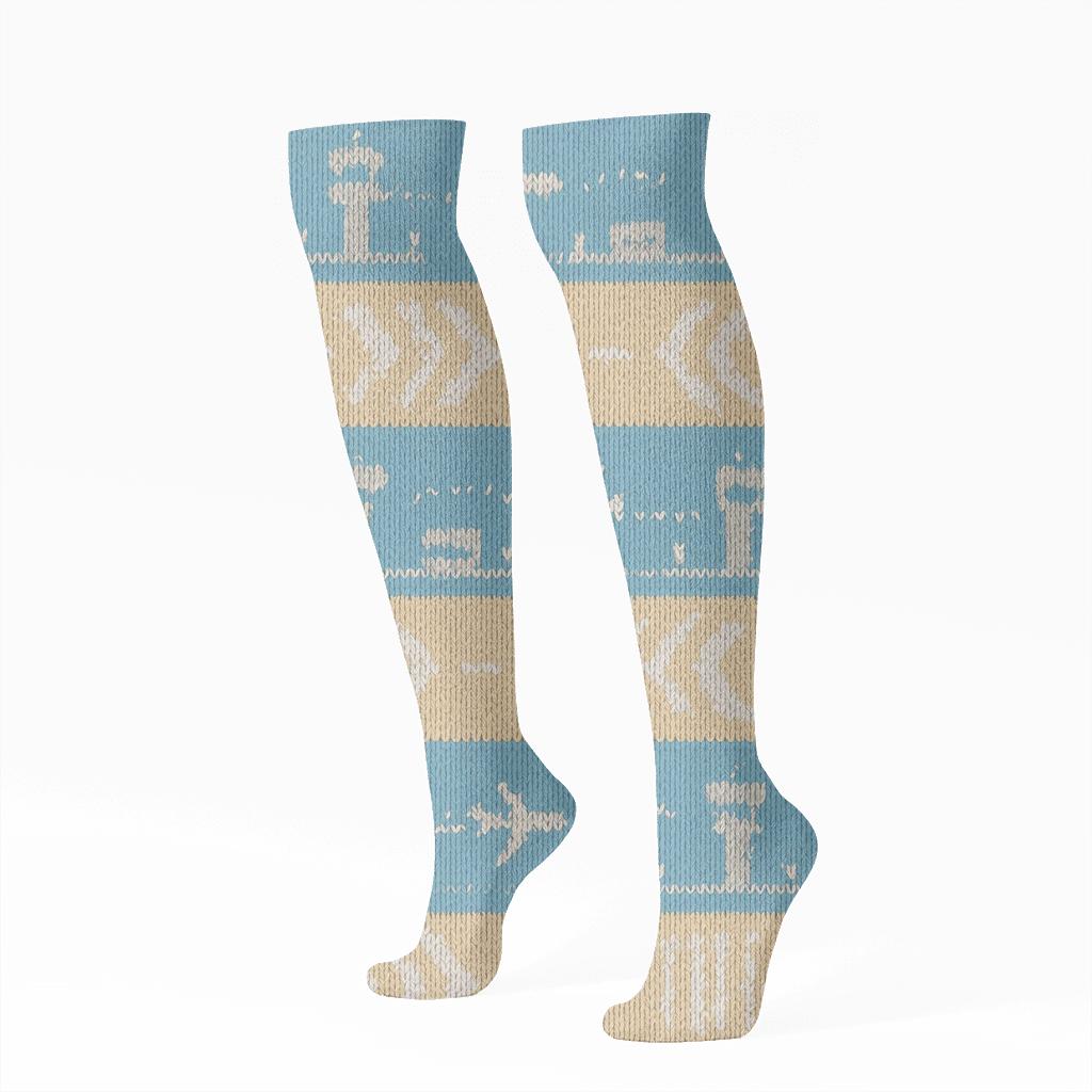 Runway Chevron Bands With Air Traffic Controller Icons soft everyday knee-high socks