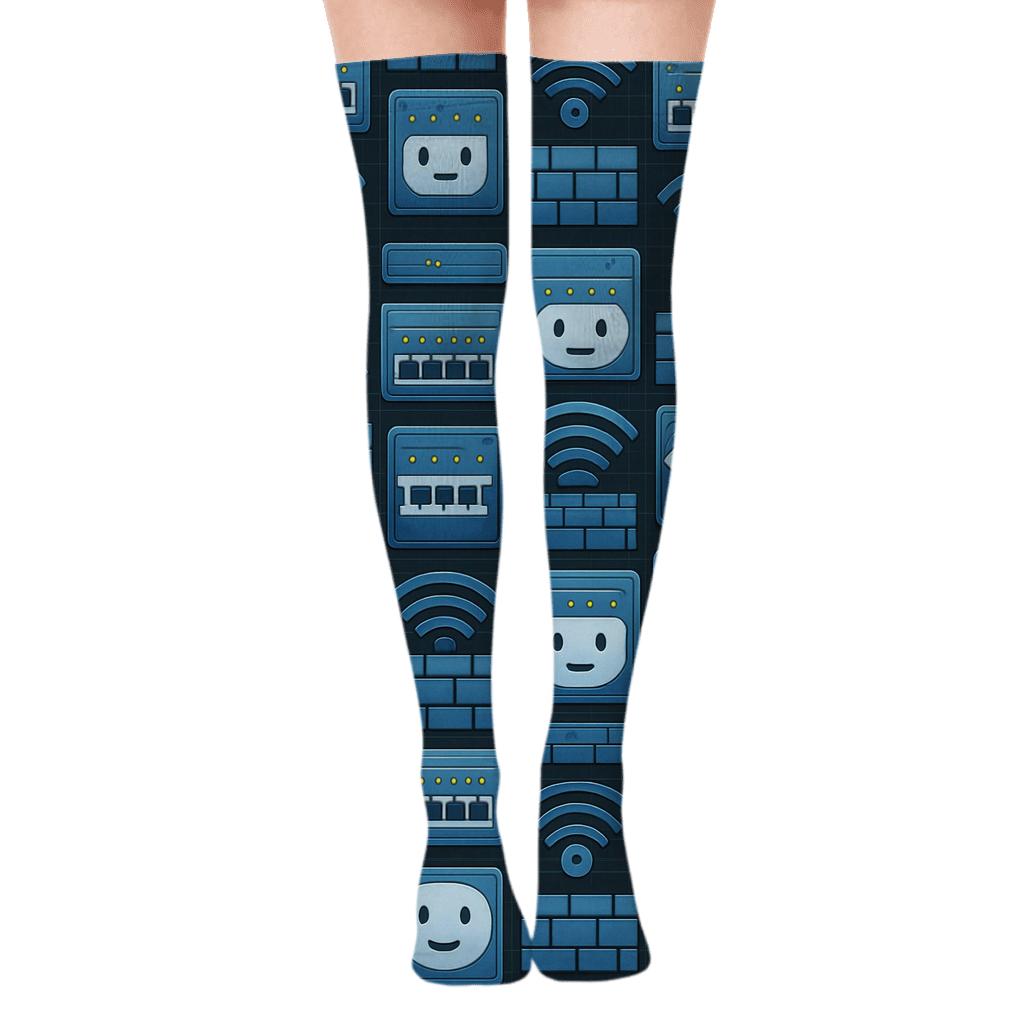 Network Administrator-Grade Switch And Firewall Tile Collage stylish fashion over-the-knee socks