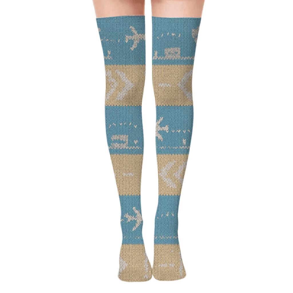 Runway Chevron Bands With Air Traffic Controller Icons personalized over-the-knee socks