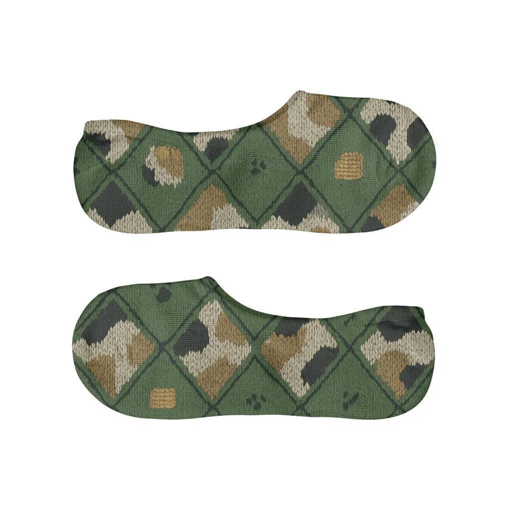 Knitted Illusion Cow Spot Argyle anti-slip no-show socks