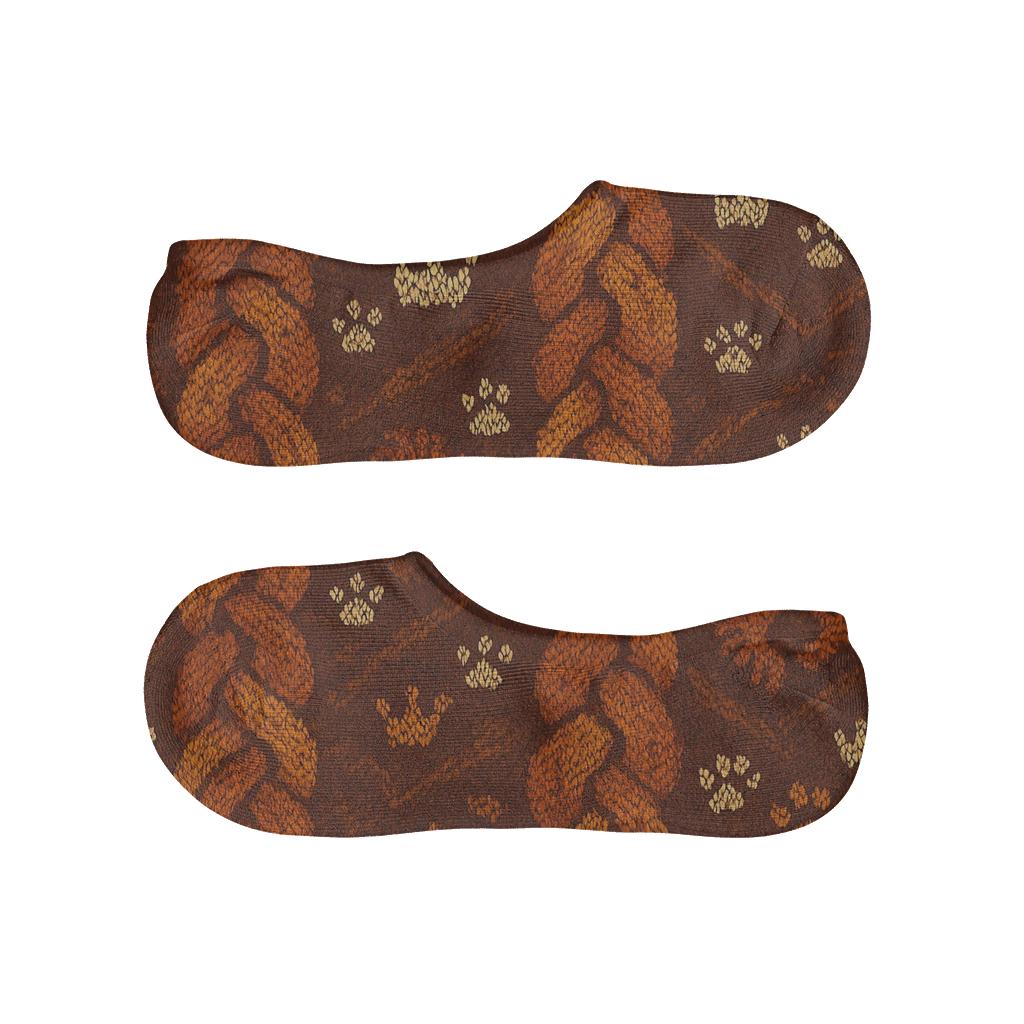 Knitted Illusion Lion Mane Chevron Tapestry low cut no-show socks