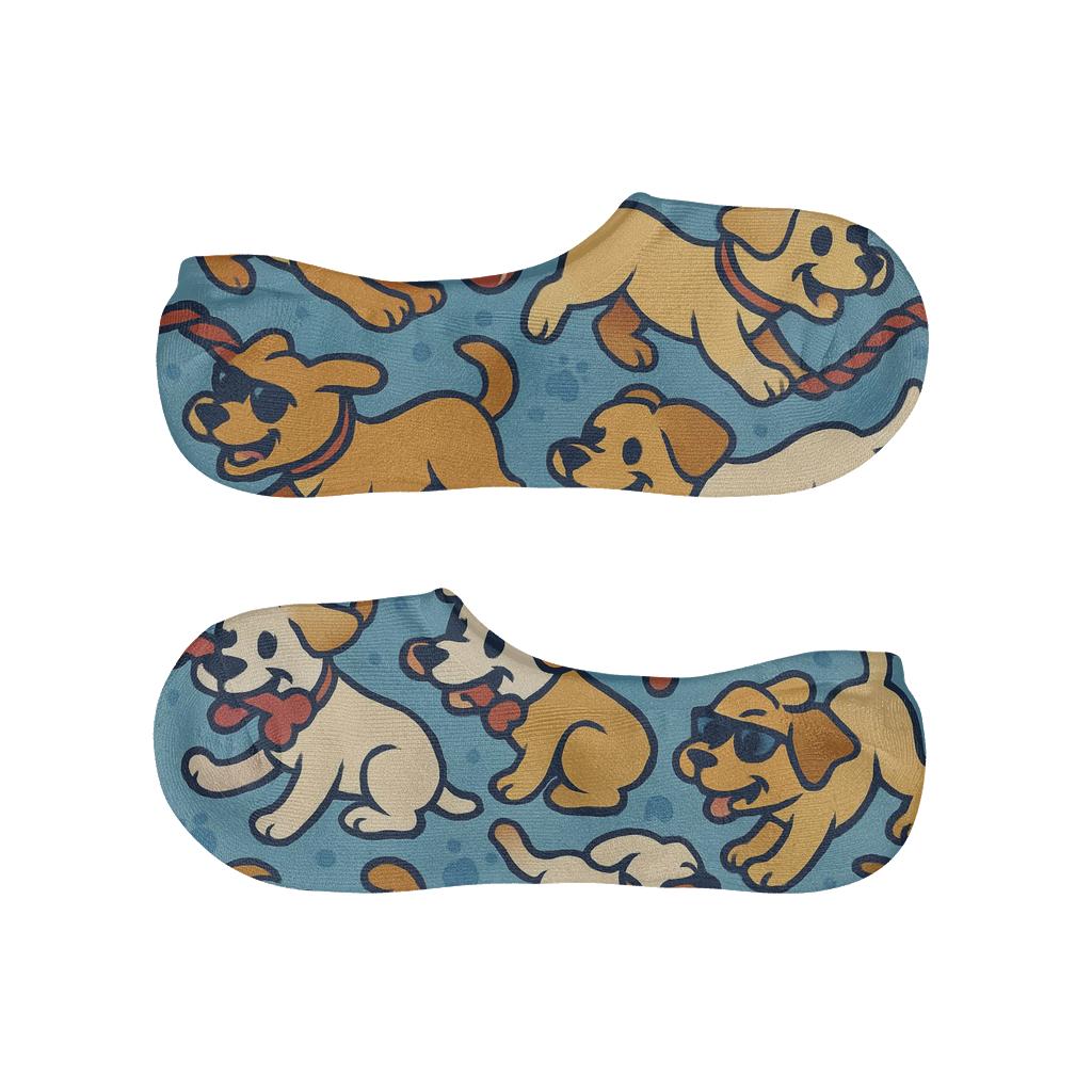 Puppy Park Scene With Dog Tossed Toys trendy no-show sock styles