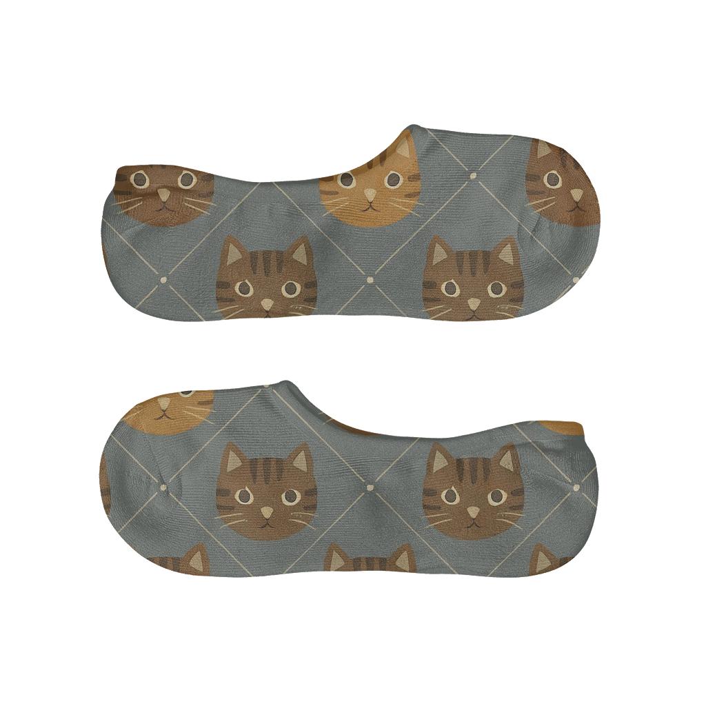 Modern Minimalist Graphic Tabby Portraits With Cat Whisker Lattice trendy no-show sock styles