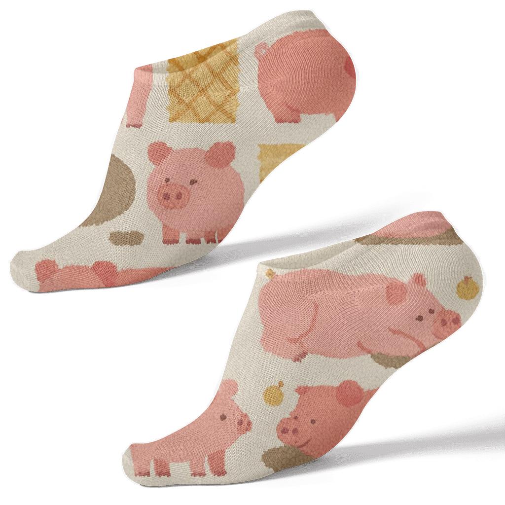 Knitted Pig Patchwork Parade soft everyday ankle socks