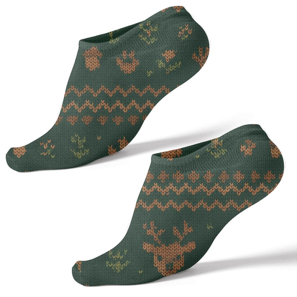 Cabled Woodland Fair Isle Deer Knit custom ankle socks