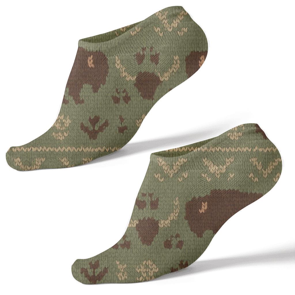 Knitted Illusion Bison Prairie Bands unique graphic ankle socks
