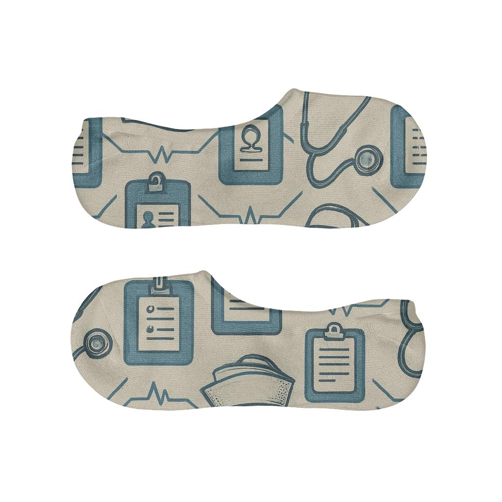 Retro Poster Nurse Motif Lattice anti-slip no-show socks