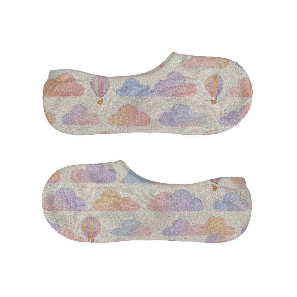 Sunrise Pastel Balloon Parade Clouds breathable no-show socks