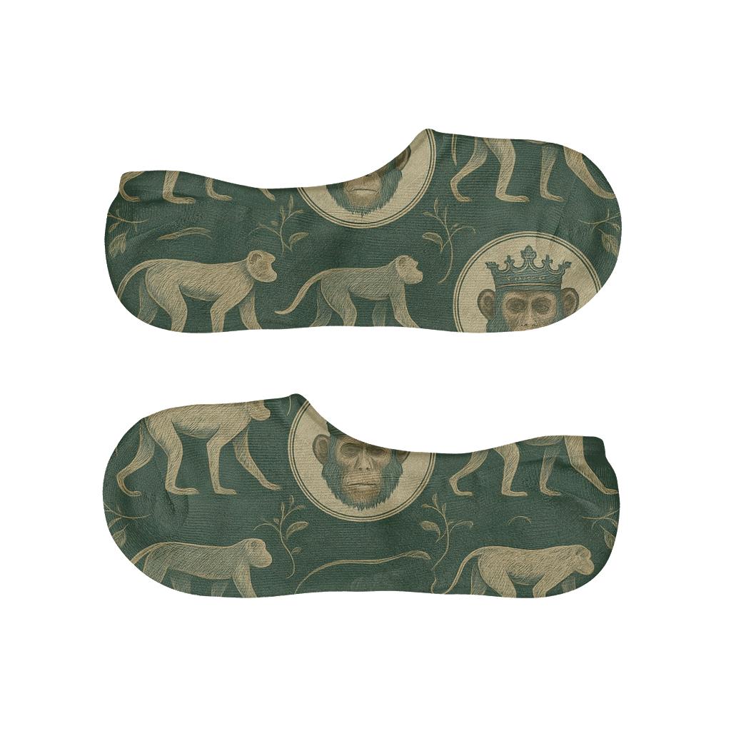 Vintage Poster Study With Monkey Medallions breathable seamless no-show sockscustom no-show socks