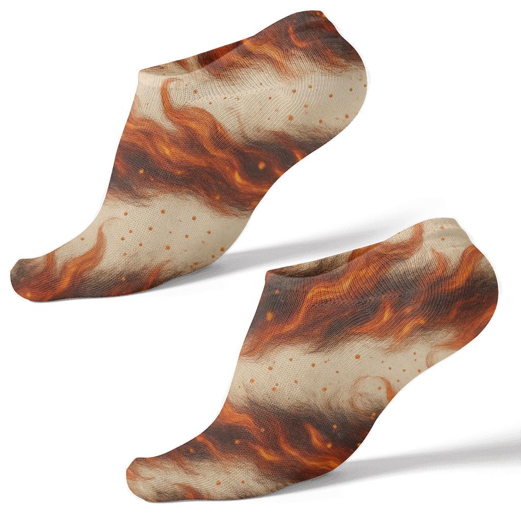 Molten Copper Ember Wash Stripe Repeat On Warm Ivory Background comfortable cotton ankle socks