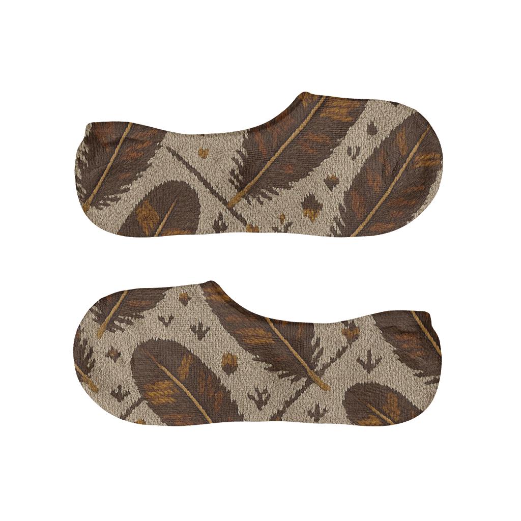 Knitted Pattern Illusion With Turkey Feather Lattice designer printed no-show socks