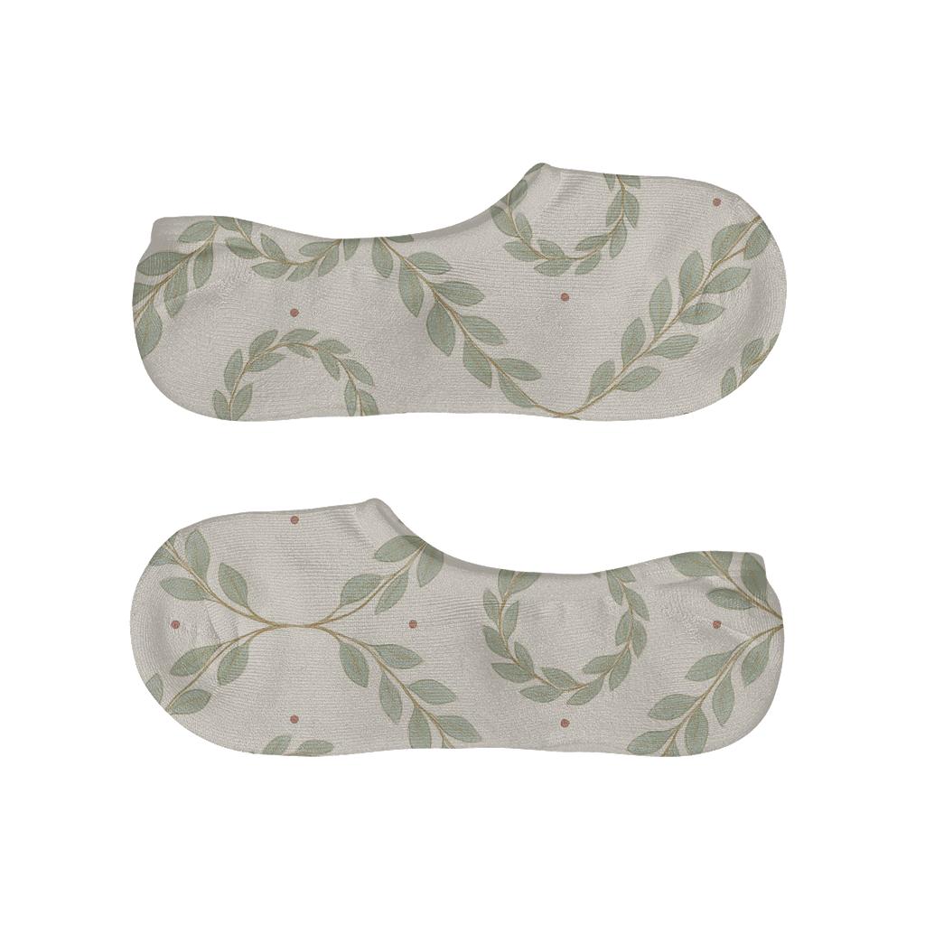 Eucalyptus Garland Tile With Wreath Medallions personalized no-show socks