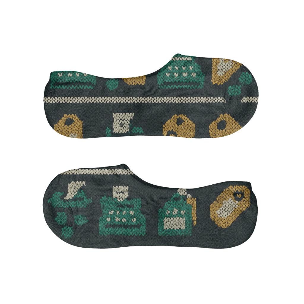 Knitted Pattern Illusion With Cashier Registers custom no-show socks