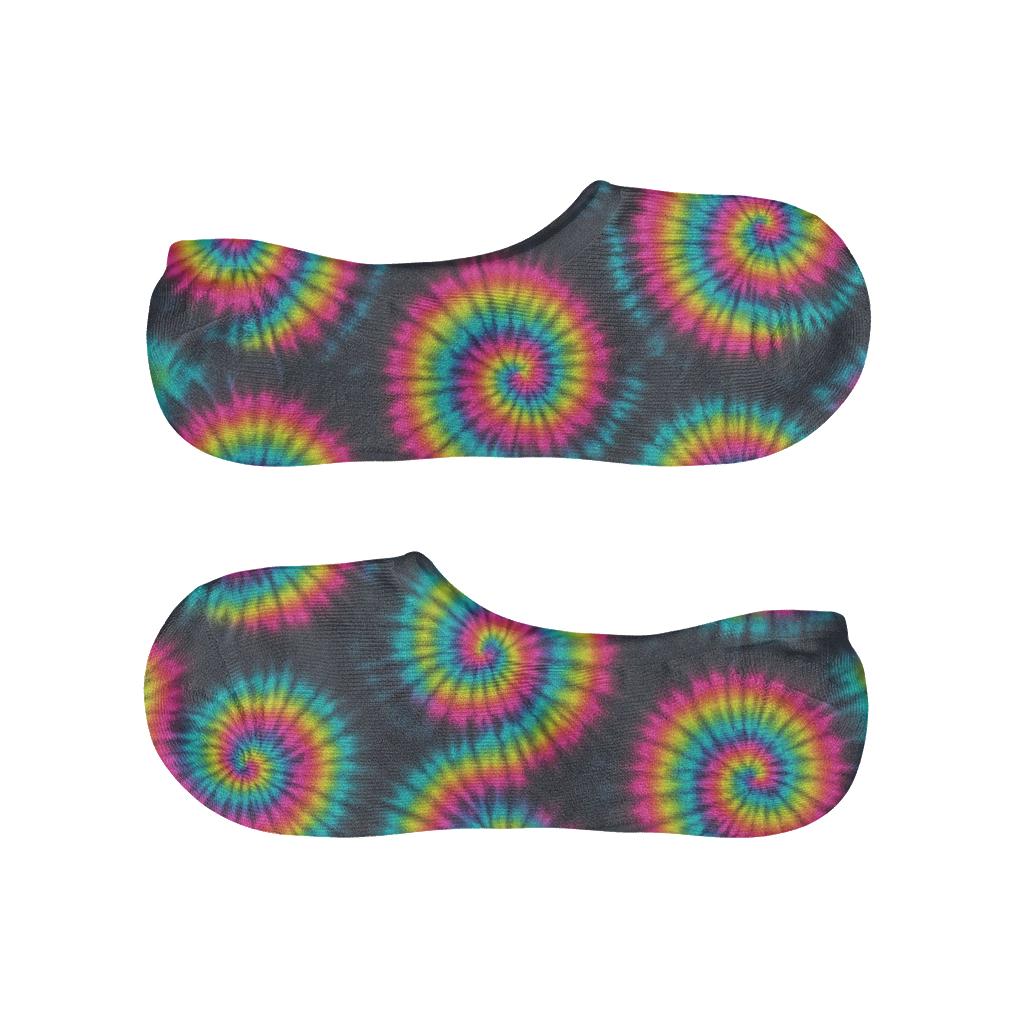 Neon Spiral Resist Tile Lattice On Charcoal Background personalized no-show socks