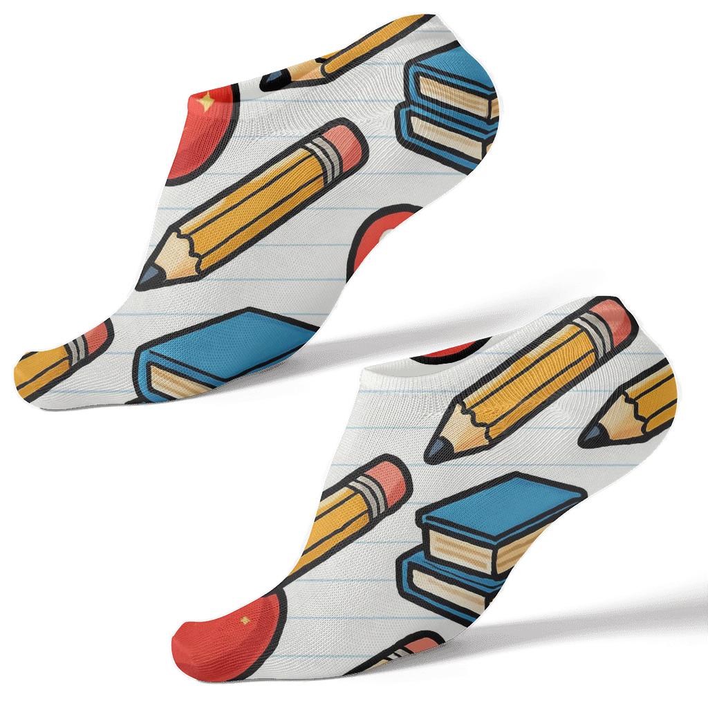 Apple And Pencil Parade With Teacher Charm stylish athletic ankle socks