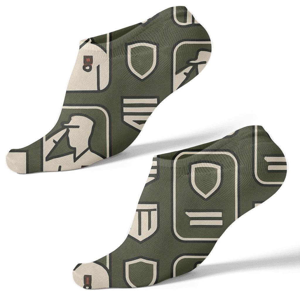 Parade Badges With Soldier Silhouette Repeat unique graphic ankle socks