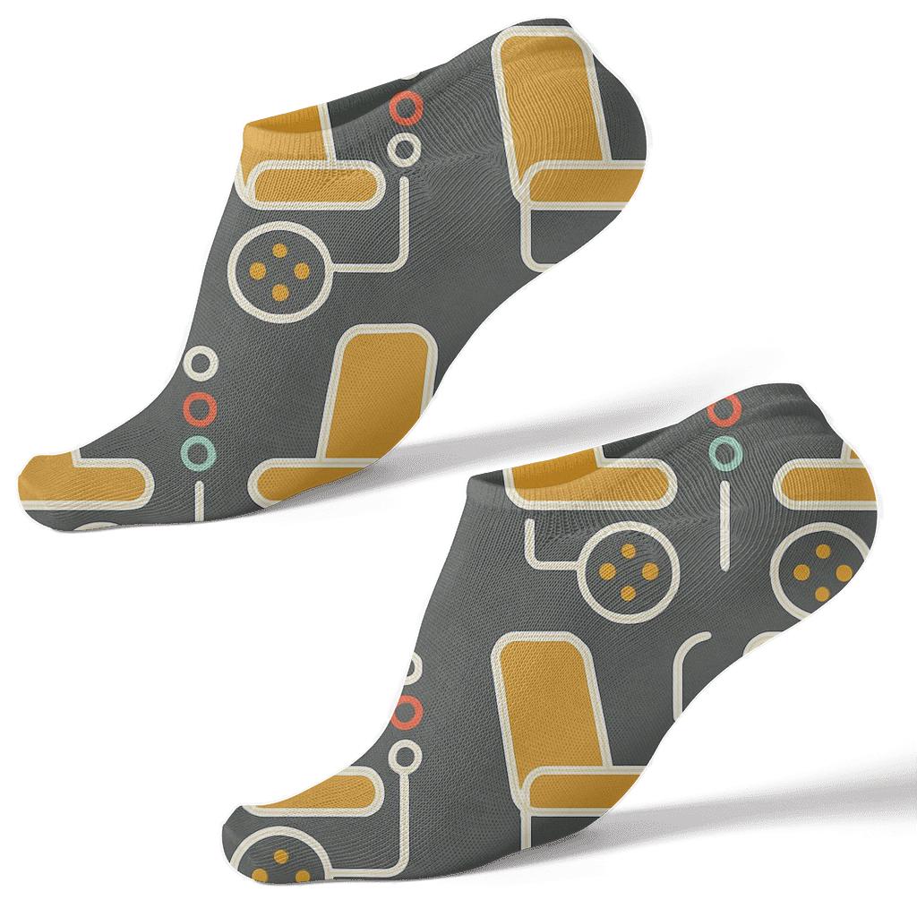 Asphalt Gray Bus Driver Seat Lattice designer print ankle socks