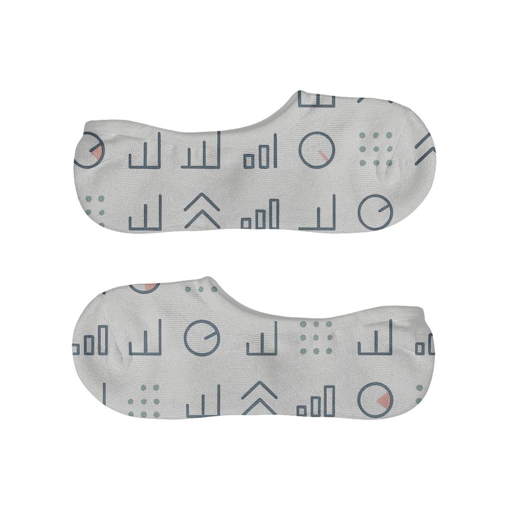 Minimal Grid Pattern With Data Analyst Icons anti-slip no-show socks