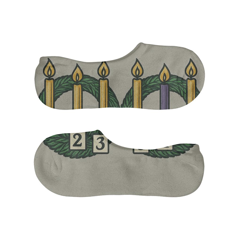 Wreath Band Repeat With Advent Candles anti-slip no-show socks