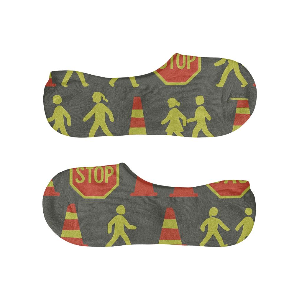 School Zone Parade With Crossing Guard Icons personalized no-show socks