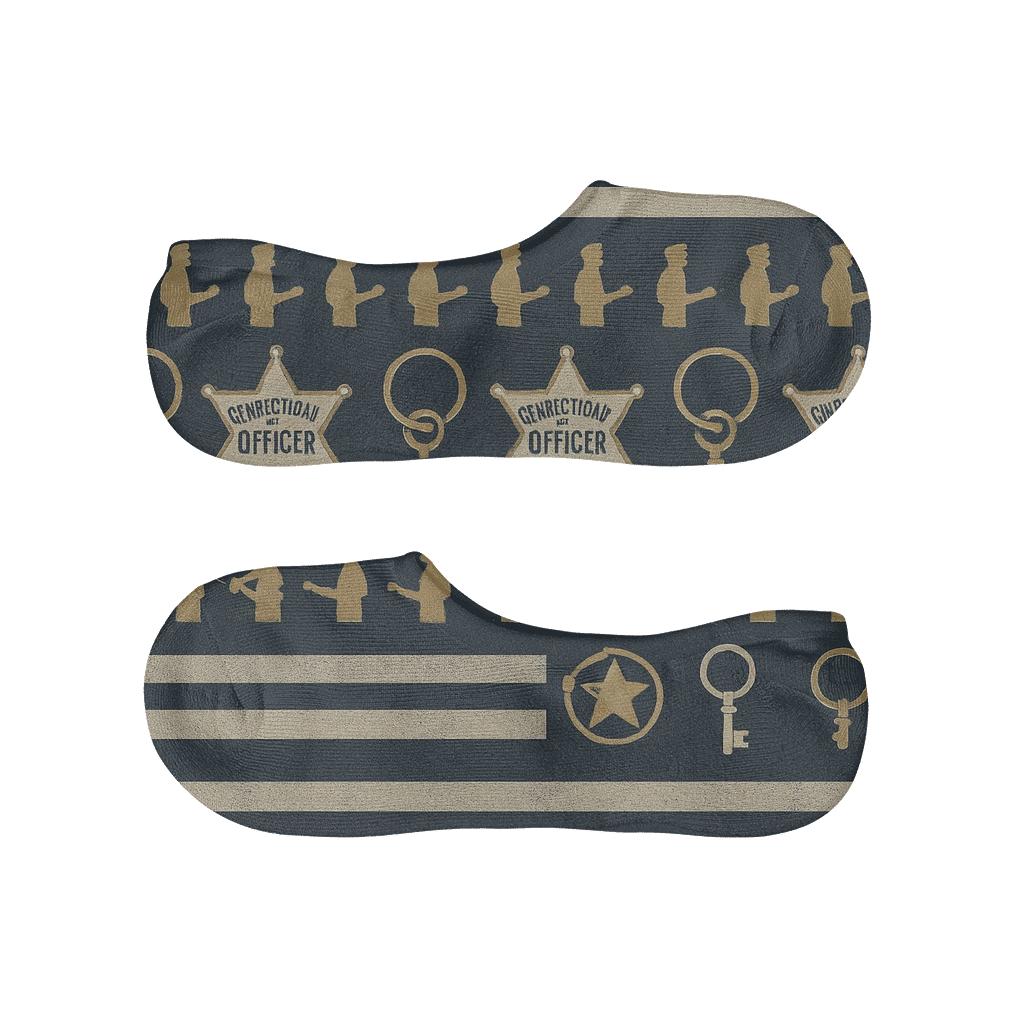 Prison Officer Badge Band Stripe Blueprint anti-slip no-show socks