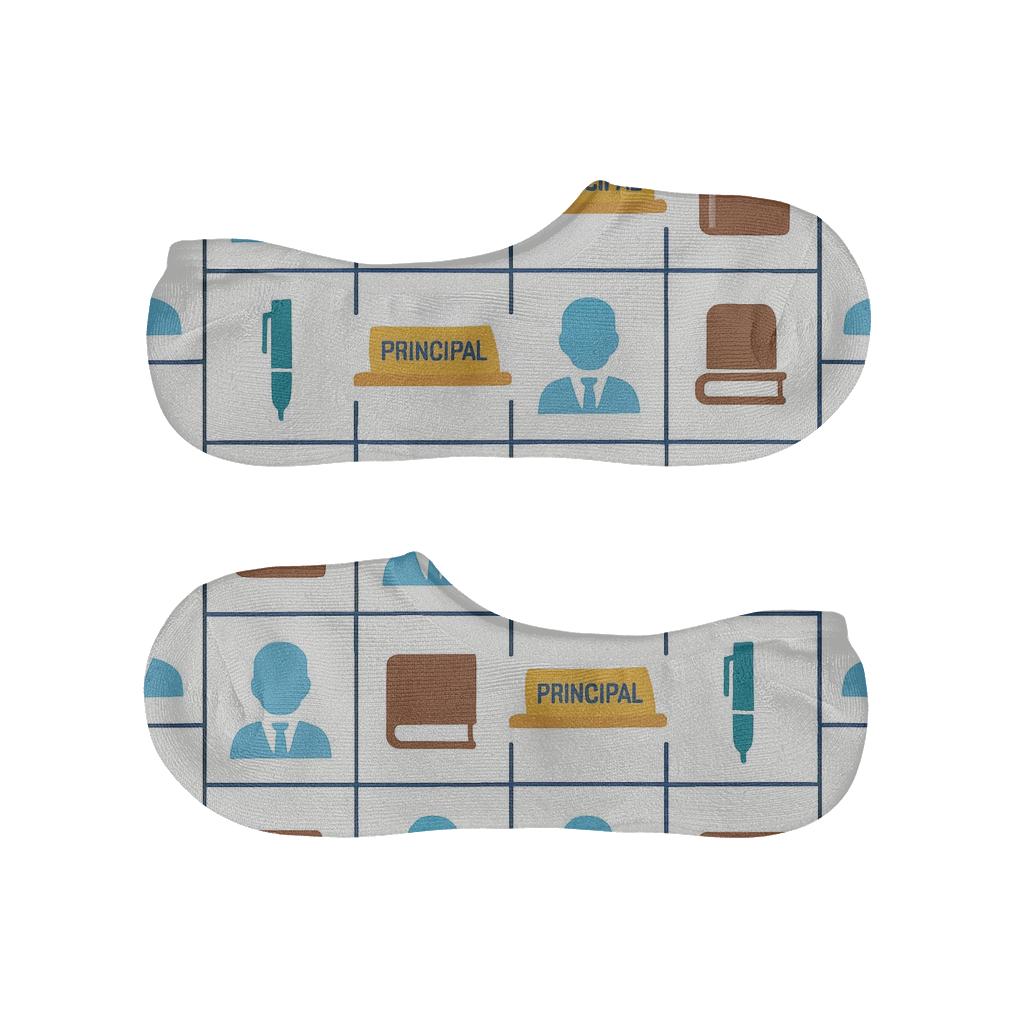 Grid Routines With School Principal Mini Icons anti-slip no-show socks
